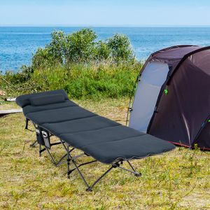 Opvouwbaar Veldbed Campingbed met Matras Kussen en Zijtas tot 150 kg Belastbaar Incl. Draagtas voor Camping Strand Blauw