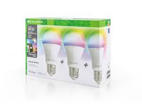 E27 3 pack Dimbare Smart Lamp RGB LEDs - 3x Slimme A19 Peer LED Lamp - 850 Lumen - 8 Watt - Met App (HBT-E27-3PACK)