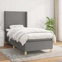 Boxspring met matras stof donkergrijs 90x190 cm