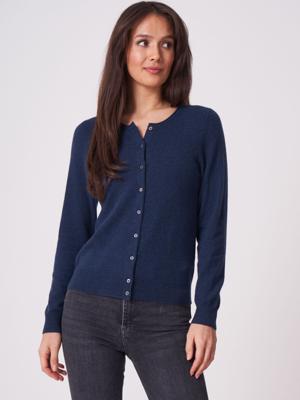 Basic fijngebreid vest met ronde hals van biologisch cashmere