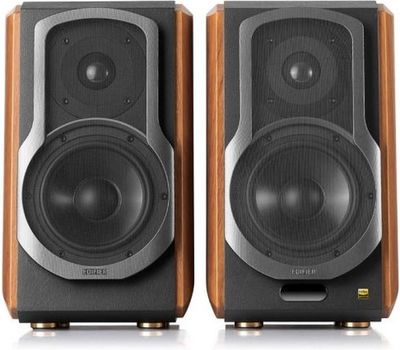 Edifier: S1000W Actieve Wifi Boekenplank speakers - 2 stuks - Zwart/Bruin