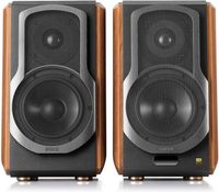 Edifier: S1000W Actieve Wifi Boekenplank speakers - 2 stuks - Zwart/Bruin - thumbnail