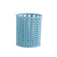 HH301 Office organisator Desktop holle cilinder pen opbergdoos potlood borstel pot pen houder make-up borstel plastic container (blauw)