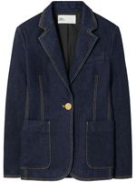 Tory Burch blazer en jean à simple boutonnage - Bleu