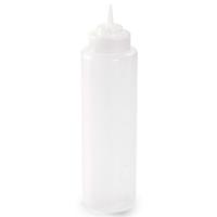 Doseerfles/sausfles - kunststof - transparant - met schenktuit - 1000 ml - 22 cm