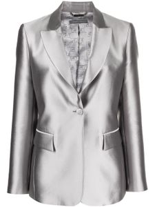 Alberta Ferretti blazer en satin à simple boutonnage - Gris