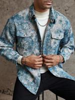 Bon&Bon Men's Blue Floral Hawaiian Print Jacket | Loose Fit Outerwear Blue / S