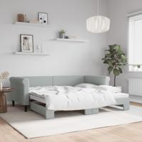 Slaapbank met onderschuifbed 90x190 cm fluweel lichtgrijs