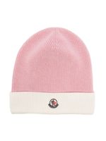 Moncler Enfant bonnet en coton à design bicolore - Rose