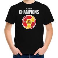 Spanje EK/ WK supporter t-shirt we are the champions met Spaanse voetbal zwart kinderen