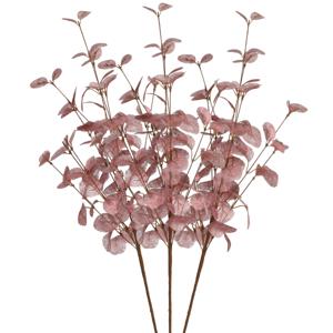 Kunstbloem Eucalyptus tak Silk - 3x - 72 cm - oudroze - losse steel - Kunst zijdebloemen