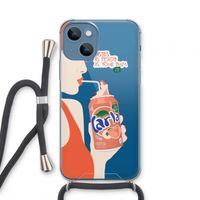 Peach please!: iPhone 13 mini Transparant Hoesje met koord