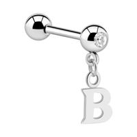 Jeweled Barbell with Charm Chirurgisch staal 316L / Belegde messing Barbells - thumbnail