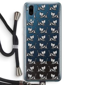 Zwarte poes: Huawei P20 Transparant Hoesje met koord