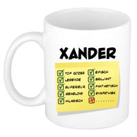 Naam mok Xander - wit - top gozer - keramiek - 300 ml - cadeau collega beker