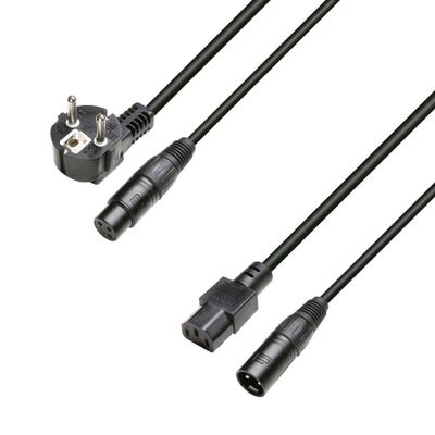 Adam Hall 8101 PSAX 0500 schuko & euro stroom & XLR audio combikabel 5m
