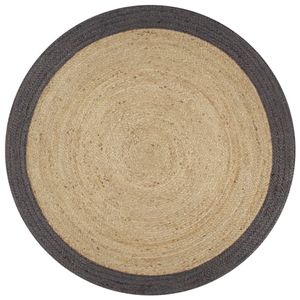 VidaXL Vloerkleed handgemaakt met donkergrijze rand 120 cm jute