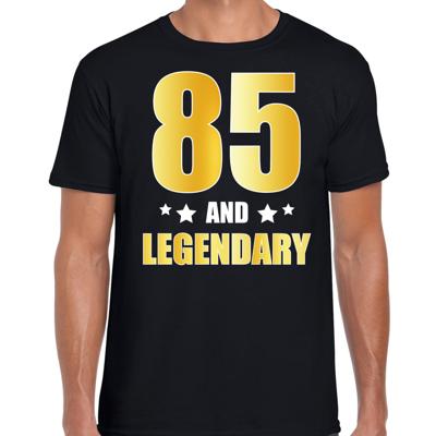85 and legendary verjaardag cadeau t-shirt - zwart - gouden letters - heren - 85 jaar geworden