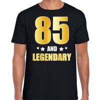 85 and legendary verjaardag cadeau t-shirt - zwart - gouden letters - heren - 85 jaar geworden