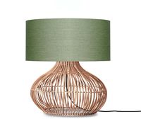 GOOD&MOJO Tafellamp 'Kalahari' Rotan en linnen, 65cm, kleur Naturel/Groen