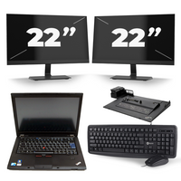 Lenovo ThinkPad T410 - Intel Core i5-1e Generatie - 14 inch - 8GB RAM - 120GB SSD - Windows 10 Home + 2x 22 inch Monitor - thumbnail