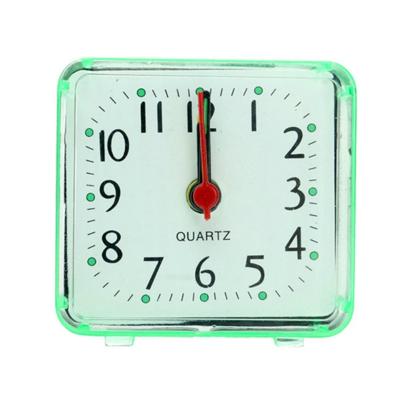 Vierkante wekker transparant geval compacte digitale mini slaapkamer nachtkastje kantoor elektronische klok (groen)