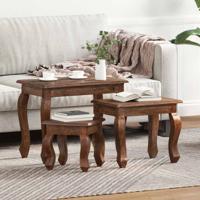 Nesttafel 3 pcs Bruin Massief mahoniehout