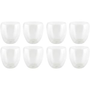 8x Koffie/thee bekers dubbelwandig 200 ml - Koffie- en theeglazen