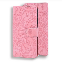 iPhone 15 Plus hoesje - Bookcase - Pasjeshouder - Portemonnee - Mandalapatroon - Kunstleer - Roze