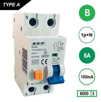 SEP Aardlekautomaat 6A B Kar 100mA 2 polig 36mm RCM2 Kema Keur 230V automaat en aardlek in een