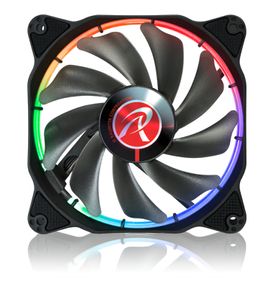 Raijintek AURAS 12 RGB PC-ventilator Zwart, RGB (b x h x d) 120 x 120 x 25 mm Incl. LED-verlichting