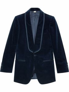 Gucci blazer en velours à simple boutonnage - Bleu