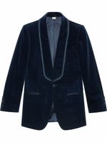 Gucci blazer en velours à simple boutonnage - Bleu - thumbnail