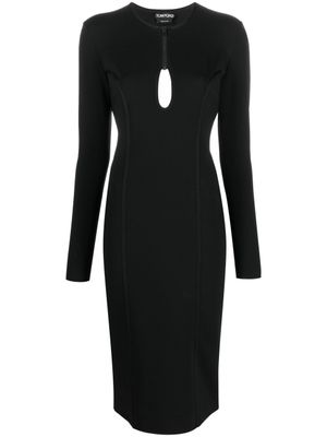 TOM FORD robe mi-longue à détail d'ouverture goutte d'eau - Noir