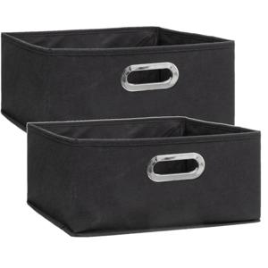 Opbergmand/kastmand - Set van 2x stuks - donkergrijs - linnen - 14 liter - 31 x 31 x 15 cm - Opbergb