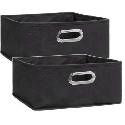 Opbergmand/kastmand - Set van 2x stuks - donkergrijs - linnen - 14 liter - 31 x 31 x 15 cm - Opbergb