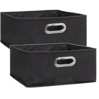 Opbergmand/kastmand - Set van 2x stuks - donkergrijs - linnen - 14 liter - 31 x 31 x 15 cm - Opbergb