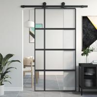 VidaXL Schuifdeur 102,5x205 cm gehard glas en aluminium zwart VidaXL Schuifdeur 102,5x205 cm gehard glas en aluminium zwart