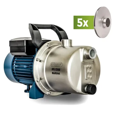 JPV 1300 MultiJet Tuinpomp, met 5 INOX waaiers en pompbehuizing, 1300 W, 6,000 l/h, 5.3 bar