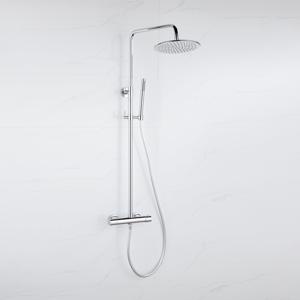 Fortifura Calvi Regendoucheset - thermostatisch - 25cm hoofddouche - gladde slang - staaf handdouche - chroom SW1159497 SW706209