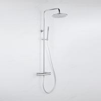 Fortifura Calvi Regendoucheset - thermostatisch - 25cm hoofddouche - gladde slang - staaf handdouche - chroom SW1159497 SW706209