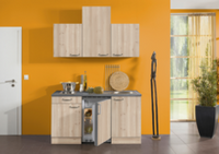 Kitchenette 150cm eikenhout met koelkast en kookplaat RAI-555 Kitchenette 150cm eikenhout met koelkast en kookplaat RAI-555