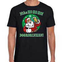 Fout Kerst shirt bier drinkende santa ho ho ho zwart voor heren - thumbnail