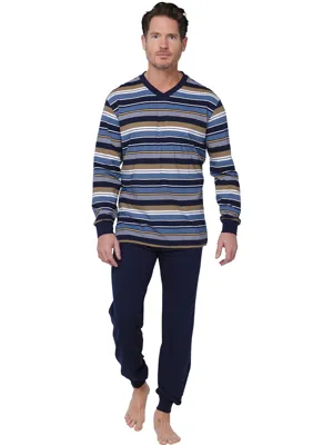 Pastunette Heren katoenen pyjama met lange mouwen - Navy Nights