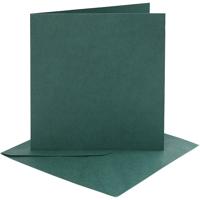 Creativ Company Kaarten en enveloppen, afmeting kaart 15,2x15,2 cm, afmeting envelop 16x16 cm, 230 gr, donkergroen, 4 set/ 1 doos