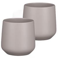 Mica Decorations Bloempot/plantenpot - 4x stuks - mat taupe - H13.5 x D14 cm - keramiek
