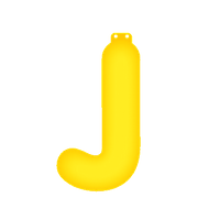Opblaasbare letter J geel   -