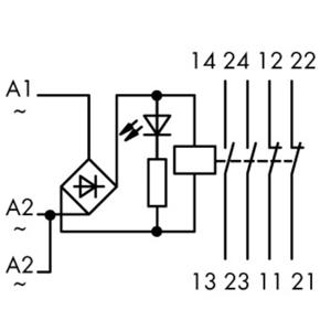 WAGO 789-536 Industrieel relais Nominale spanning: 24 V/DC, 24 V/AC Schakelstroom (max.): 4 A 2x NO, 2x NC 1 stuk(s)