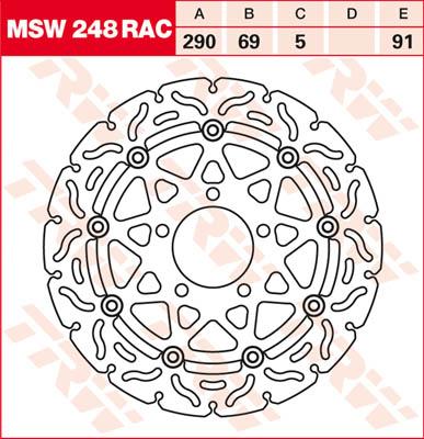 TRW Remschijf, remschijven voor de moto, MSW248RAC