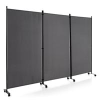 3-Paneels Kamerscherm Op Wielen Privacyschermen 180 cm Draagbare Vrijstaande Stoffen Scheidingswand 262 X 180 CM